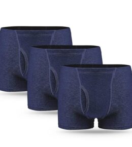 3 Stück Inkontinenz Pants Männer, Herren-Boxershorts mit saugfähigem Pad 300 ml Urinkapazität Baumwolle Waschbar Unterwäsche Blau XL-Größe