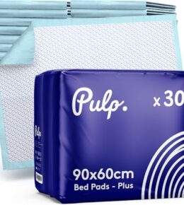 30 x Pulp Profi Einweg Inkontinenzunterlage für Betten, 90 x 60 cm, Saugfähig | Bettunterlage Wasserdicht, für Matratze, Sofa, Stuhl, Kinder, Erwachsene, Senioren, als Baby