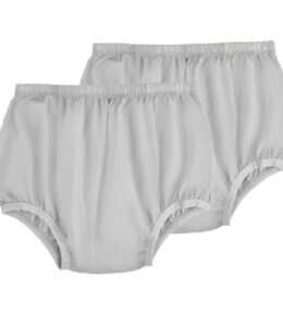 Auslaufsichere Unterwäsche für Erwachsene, für Inkontinenz, waschbar, geräuscharm, wiederverwendbar, grauer dünner Stoff, Kunststoffhose, Windelbezug, Unisex, 2 Stück (L, Grau)