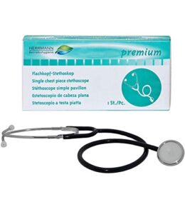 Flachkopf Stethoskop in Schwarz | nickelfreie Alu-Plastik-Kombination | ultraleicht & super Akustik | flexibler Y-Schlauch mit Brusstück | Ideal für Ärzte, Pflegepersonal & Privatgebrauch