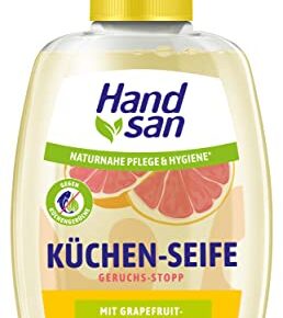 Handsan Flüssigseife Küchen Geruchs-Stop, 1x300 ml Spender, Küchenseife gegen unangenehme Gerüche, Seife mit pflegendem Glycerin und natürlichem Grapefruit Extrakt