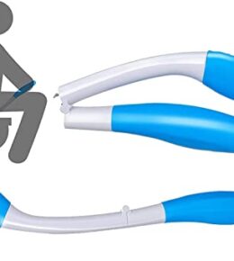 HelloCreate Toilettenhilfe zum Abwischen, zusammenklappbar, Komforttuch, Selbsthilfe, Toilettenhilfe für eingeschränkte Mobilität, Blau und Weiß