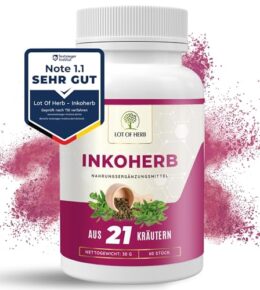 LOT OF HERB Inkoherb aus 21 Kräuter zur natürlichen Stärkung der Blasenfunktion - Kann bei Inkontinenz Blasenschwäche Harndrang unterstützen - Nahrungsergänzungsmittel für Frauen und Männer - 60Stk