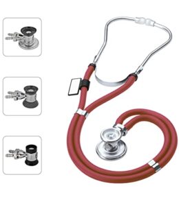 MDF Sprague Rappaport Zweikopf-Stethoskop mit austauschbarem Bruststück für Erwachsene, Kinderärzte und Säuglinge - Gratis-Parts-for-Life - Weinrot (MDF767-17)