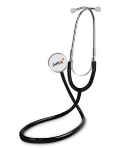 Pulox Flachkopf Stethoskop - Professionelles Abhörgerät für Ärzte, Krankenschwestern und Sanitäter - Schwarz