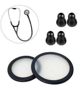 Replacement Accessories Kit Fits Classic 3, Cardiology 3 & Cardiology 4 Stethoscope for Littmann Stethoscope Replacement Parts & Stethoscope Bell Diaphragm Cover and Eartips Replacement Parts(black)