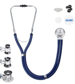 SCIAN Stethoskop Sprague Rappaport für Ärzte, Krankenschwestern, Medizinstudenten, Multifunktionales Kardiologie Stethoskop Doppelkopf mit Erwachsenen, Kinder und Kleinkind Wandelglocke (Blau)
