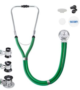 SCIAN Stethoskop Sprague Rappaport für Ärzte, Krankenschwestern, Medizinstudenten, Multifunktionales Kardiologie Stethoskop Doppelkopf mit Erwachsenen, Kinder und Kleinkind Wandelglocke (Grün)