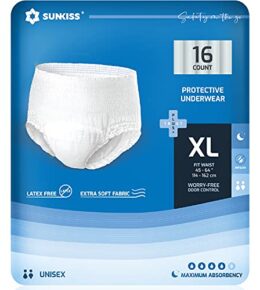SUNKISS TrustPlus Inkontinenz Pants für Erwachsene, Saugfähige Windelhosen mit Elastischen Bündchen für Männer und Frauen, Diskreter Auslaufschutz bei Blasenschwäche, Größe XL Nacht, 16 Stück