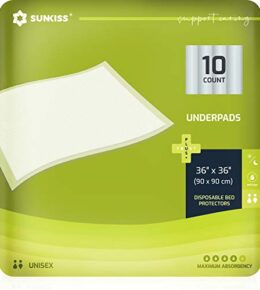 SUNKISS TrustPlus Krankenunterlage 90 x 90 cm, Saugfähige Inkontinenzunterlage, Baby Wickelunterlage, Bettunterlage Inkontinenz Einweg, Trainingsunterlage für Welpen, 10 Stück 1er Pack