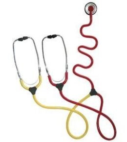 Schwestern-Lehr-Stethoskop Duo rot-gelb