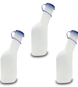 Urinflasche für Männer 1000 ml 3 Stück | 1 Liter / 1000 ml | autoklavierbar | Urinente | PP-Urinflasche mit Deckel | Messlinien | wiederverwendbar, waschbar